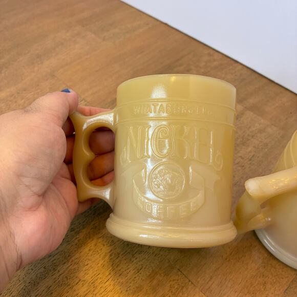 Vtg 1980s Whataburger Buffalo Indian Nickel Coffee Mugs Lot Of 2 Butterscotch - Picture 6 of 10